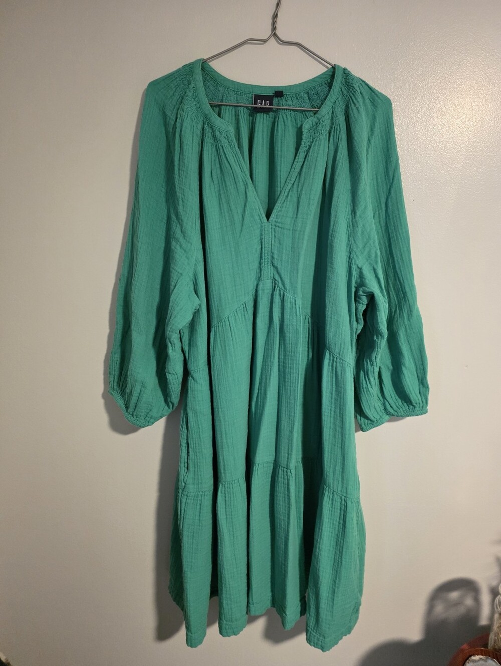 Crinkle Gauze Tiered Mini Dress Green Gap XXL